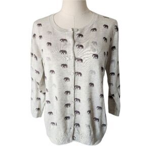 Bass Elephant print Cardigan sweater - Size Medium